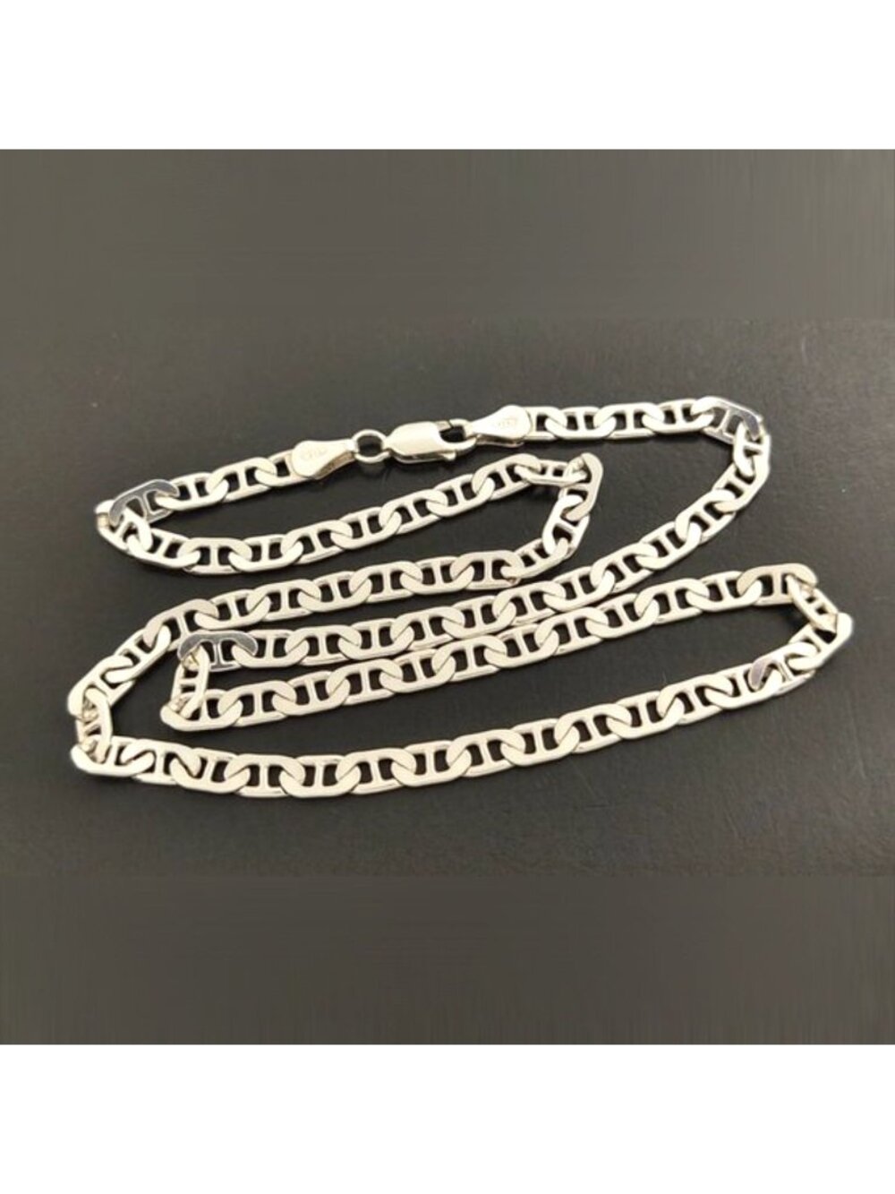 Vintage Sterling Silver 925 Flat Mariner Anchor Link Chain Necklace